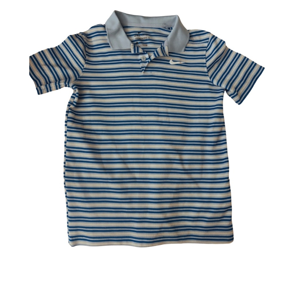 Boys Nike Dri-Fit Polo blue stripe Size Medium